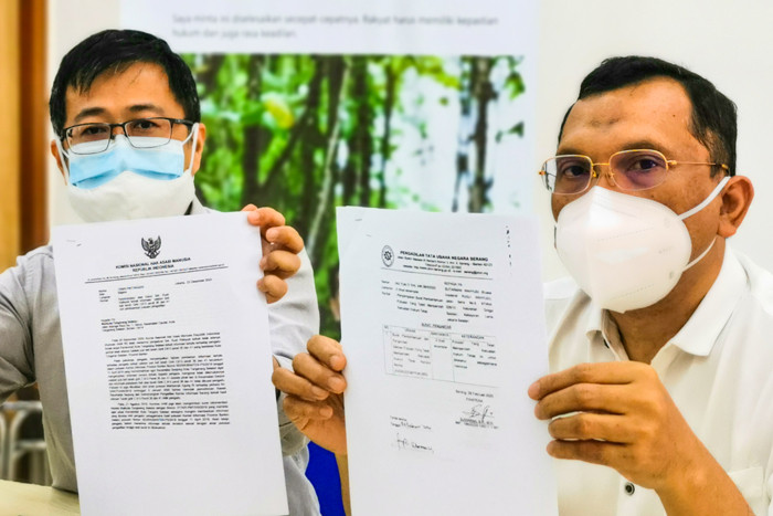 Keterangan pers pengungkapan kasus perampasan tanah yang sengaja digelar menjelang HUT Kemerdekaan NKRI ke-76 di Jakarta, Selasa (10/8/2021).