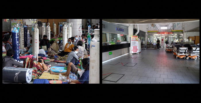 Suasana layanan perawatan di ruang Instalasi Gawat Darurat (IGD), RSUD Dr Soetomo Surabaya, Jawa Timur, Selasa (10/8/2021).