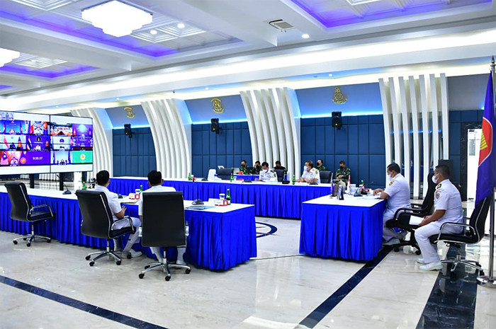 ASEAN Navy Chiefs' Meeting ke-15 Tahun 2021 melalui Video Teleconference (Vicon) di Wisma Elang Laut, Jalan Pangeran Diponegoro, Jakarta, Rabu (11/8/2021).