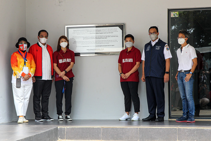 Peresmian Sasana Emas Greysia-Apriyani Rahayu di Gedung Multi Sport PPOP DKI Jakarta, Ragunan, Jakarta Selatan, Sabtu (14/8/2021).