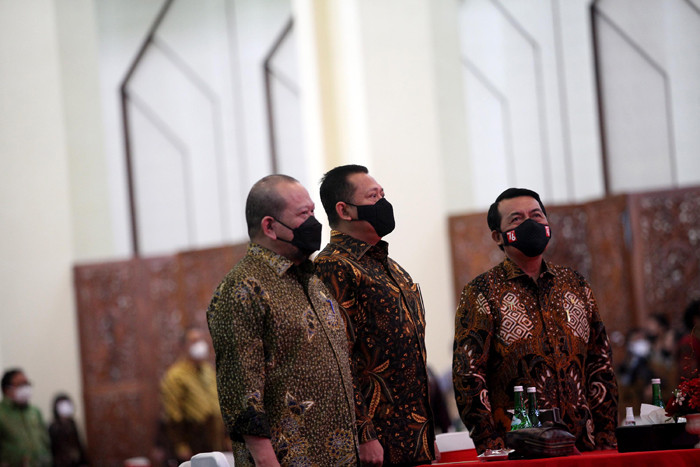 Peringatan Hari Konstitusi dan HUT ke-76 MPR RI di Gedung Nusantara IV, Kompleks Parlemen MPR/DPR-DPD, Senayan, Jakarta, Rabu (18/8/2021).