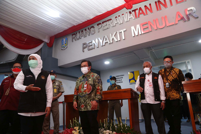 Peresmian Ruang Infeksi Khusus (RIK) 7 RSUD dr Soetomo Surabaya, Jawa Timur, Jumat (20/8/2021).