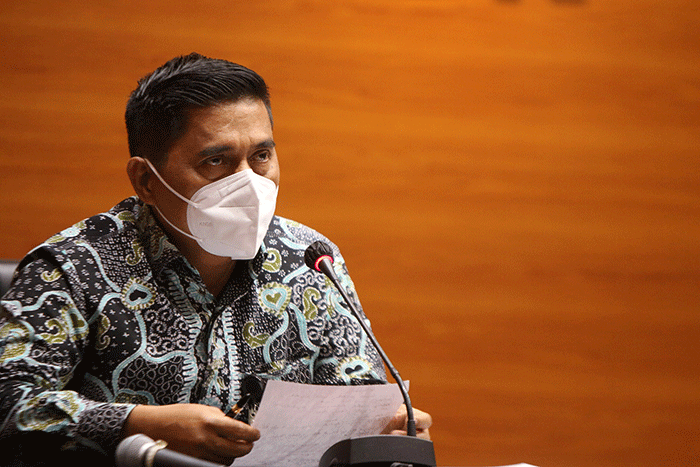 Keterangan pers tentang Capaian Kinerja bidang Penindakan selama semester I/2021 di gedung KPK, Jakarta, Selasa (24/8/2021).