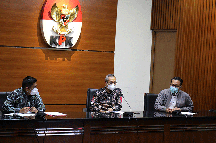 Keterangan pers tentang Capaian Kinerja bidang Penindakan selama semester I/2021 di gedung KPK, Jakarta, Selasa (24/8/2021).