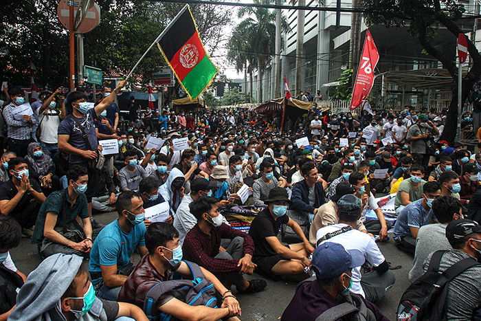 Pencari Suaka Afghanistan Unjuk Rasa Di Kantor UNHCR Jakarta