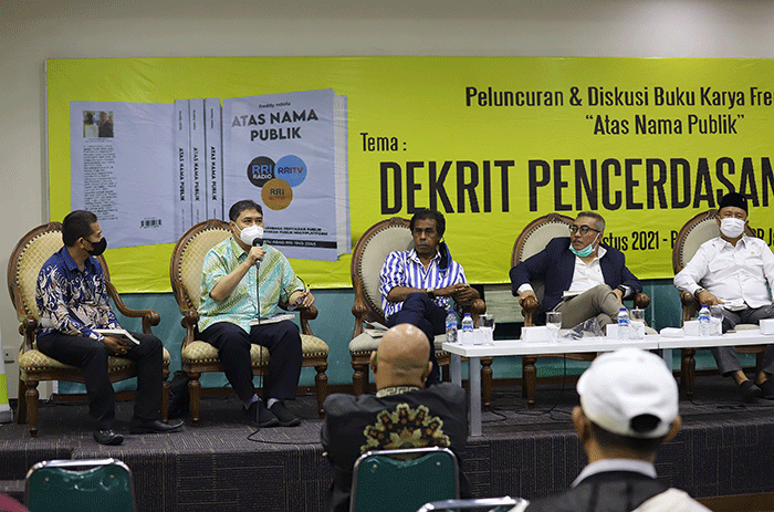 Diskusi Bedah Buku di Media Center, Kompleks Parlemen Senayan, Jakarta, Rabu (25/8/2021).