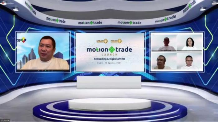 Executive Chairman MNC Group Hary Tanoesoedibjo (layar kiri) hadir pada acara peluncuran MotionTrade yang digelar secara virtual di Jakarta, Kamis (26/8/2021).