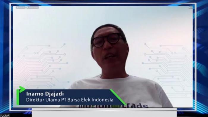 Direktur Utama Bursa Efek Indonesia Inarno Djajadi hadir pada acara peluncuran MotionTrade yang digelar secara virtual di Jakarta, Kamis (26/8/2021).
