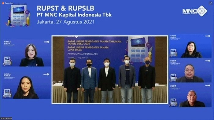 Rapat Umum Pemegang Saham Tahunan dan Rapat Umum Pemegang Saham Luar Biasa PT MNC Kapital Indonesia Tbk di Gedung iNews, Jakarta Pusat, Jumat (27/8/2021).