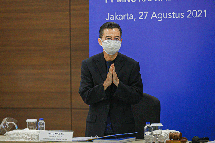 Rapat Umum Pemegang Saham Tahunan dan Rapat Umum Pemegang Saham Luar Biasa PT MNC Kapital Indonesia Tbk di Gedung iNews, Jakarta Pusat, Jumat (27/8/2021).