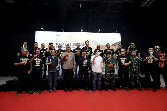 Acara Pemuda Pancasila Bergerak Peduli Sesama di Mako Kafe, Jakarta, Sabtu (28/8/2021).