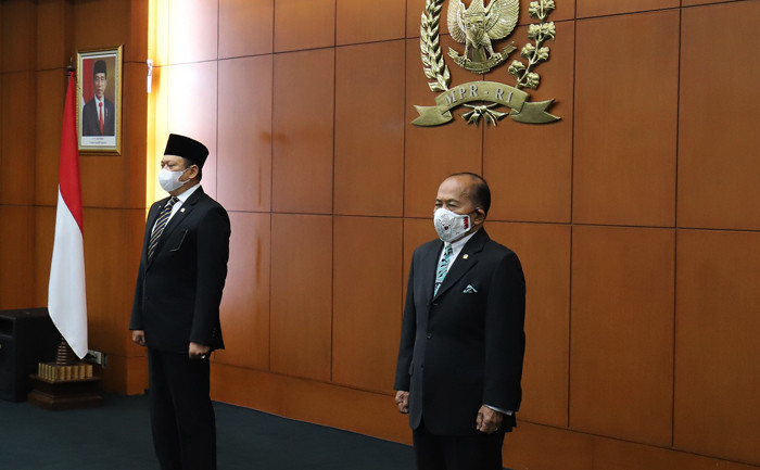 Pelantikan Pengganti Antara Waktu (PAW) masa jabatan 2019-2024 di Kompleks Parlemen, Senayan, Jakarta, Rabu (1/9/2021).