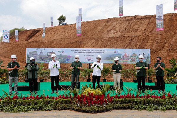 Peresmian pembangunan Lido World Garden di kawasan MNC Lido City, Bogor, Jawa Barat, Rabu (8/9/2021).