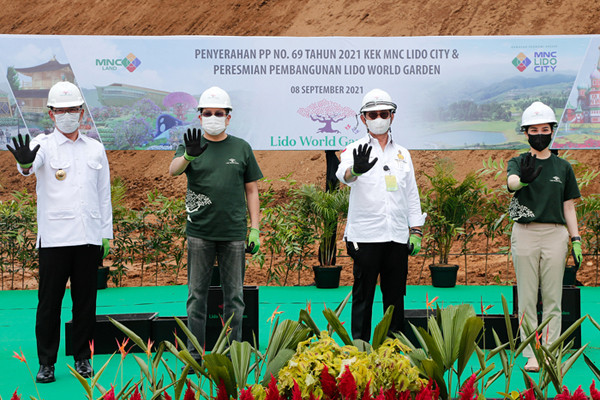 Peresmian pembangunan Lido World Garden di kawasan MNC Lido City, Bogor, Jawa Barat, Rabu (8/9/2021).