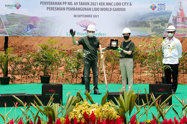 Peresmian pembangunan Lido World Garden di kawasan MNC Lido City, Bogor, Jawa Barat, Rabu (8/9/2021).