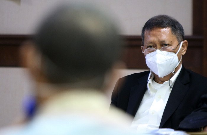 Terdakwa Mantan Direktur Utama PT Pelindo II (Persero) Richard Joost Lino menjalani sidang lanjutan di Pengadilan Tipikor,  Jakarta, Rabu (8/9/2021).