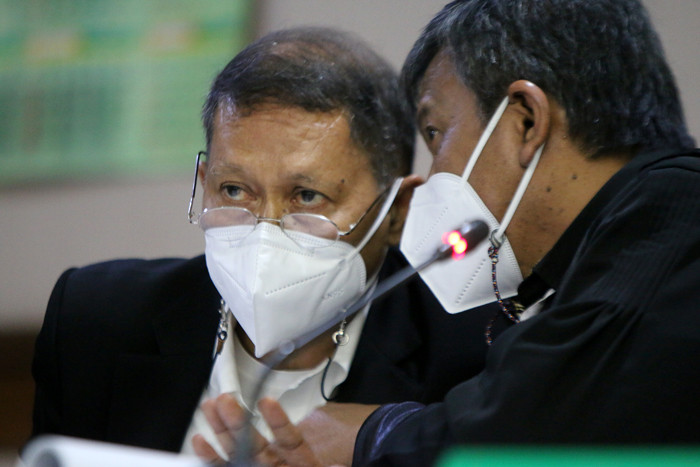 Terdakwa Mantan Direktur Utama PT Pelindo II (Persero) Richard Joost Lino menjalani sidang lanjutan di Pengadilan Tipikor,  Jakarta, Rabu (8/9/2021).