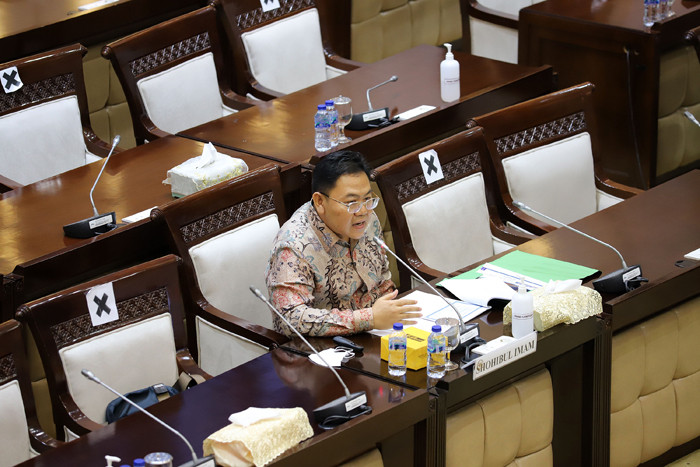 Calon anggota BPK Shohibul Imam mengikuti uji kelayakan dan kepatutan oleh Komisi XI DPR di Kompleks Parlemen Senayan, Jakarta, Rabu (8/9/2021).