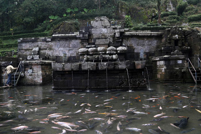 Suasana hening diarea Candi Jolotundo yang berdiri kokoh di desa Seloliman, Kecamatan Trawas, Kabupaten Mojokerto, Jawa Timur, Rabu (15/9/2021).