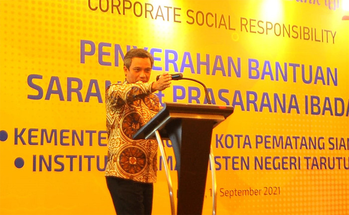 Penyerahan bantuan CSR sarana dan prasarana ibadah di Medan, Sumatera Utara, Kamis (16/9/2021).