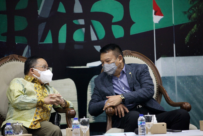 Diskusi Dialektika Demokrasi di Media Center Gedung Nusantara III, Kompleks Parlemen MPR/DPR-DPD, Senayan, Jakarta, Kamis (16/9/2021).
