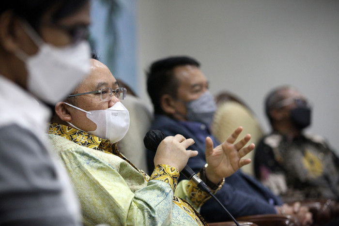 Diskusi Dialektika Demokrasi di Media Center Gedung Nusantara III, Kompleks Parlemen MPR/DPR-DPD, Senayan, Jakarta, Kamis (16/9/2021).