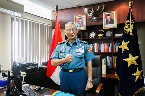 Sekretaris Jenderal Dewan Ketahanan Nasional, Laksdya Harjo Susmoro saat ditemui di Kantor Pusat Watannas, Jalan Merdeka Barat, Jakarta Pusat, Senin (20/9/2021)