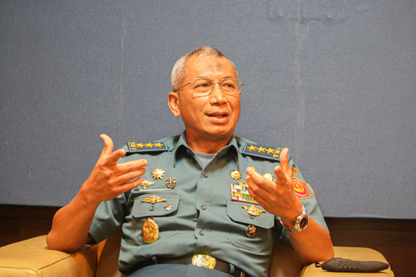 Sekretaris Jenderal Dewan Ketahanan Nasional, Laksdya Harjo Susmoro saat ditemui di Kantor Pusat Watannas, Jalan Merdeka Barat, Jakarta Pusat, Senin (20/9/2021)