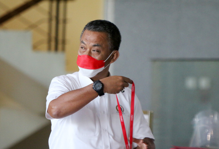 Ketua DPRD DKI Jakarta, Prasetyo Edi Marsudi saat tiba di Gedung Komisi Pemberantasan Korupsi (KPK), kuningan, Jakarta,  Selasa (21/9/2021).