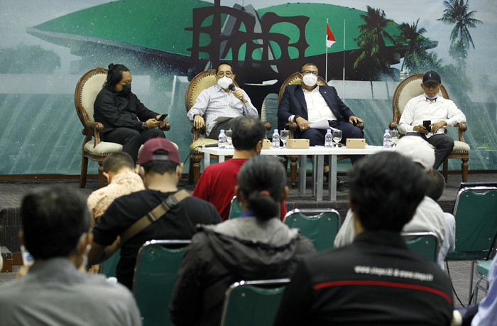 Diskusi Forum Legislasi di Kompleks Parlemen MPR/DPR-DPD, Senayan, Selasa (28/9/2021).