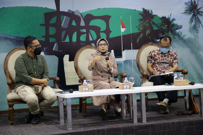 Diskusi Forum Legislasi di Media Center, Nusantara III, Kompleks Parlemen MPR/DPR-DPD, Senayan, Jakarta, Selasa (5/10/2021).