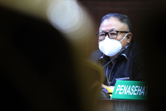 Terdakwa mantan Dirut PT Asabri periode 2011-2016 Mayjen Purn Adam Rachmat Damiri menjalani sidang lanjutan di pengadilan Tipikor, Jakarta, Selasa (12/10/2021).