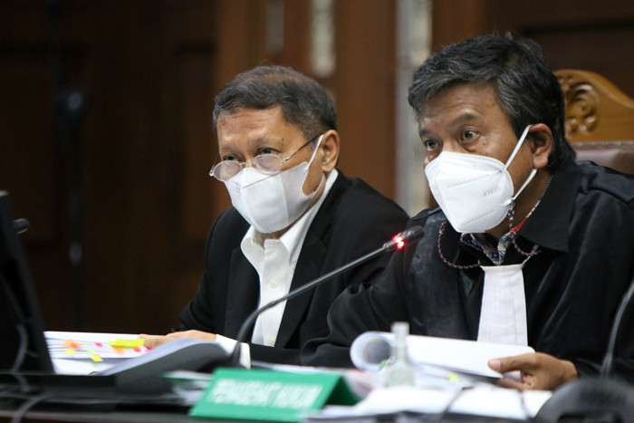 Terdakwa Mantan Direktur Utama PT Pelindo II (Persero) Richard Joost Lino menjalani sidang lanjutan di Pengadilan Tipikor, Jakarta, Rabu (13/10/2021).
