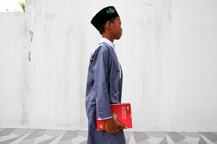 Sejumlah anak-anak antusias ikuti pengajian di Masjid Al-Majid, Bukit Kemuning, Lampung Utara, Jumat (15/10/2021).