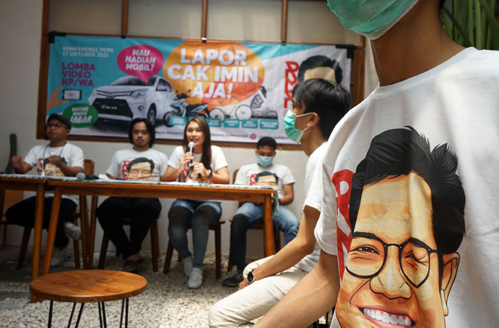 Jumpa pers terkait lomba video pendek dengan tema Lapor Cak Imin Aja! di Kopi Kina, Jakarta Selatan, Minggu (17/10/2021).