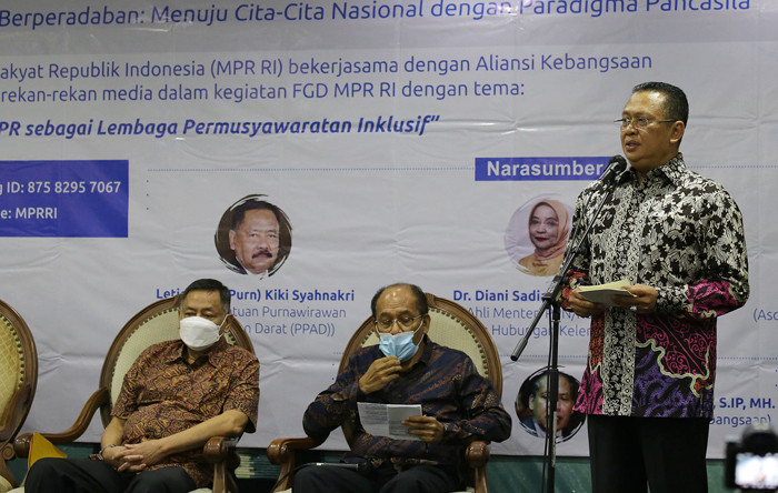 Focus Group Discussion MPR RI di Media Center, Nusantara III, Kompleks Parlemen MPR/DPR-DPD, Senayan, Jakarta, Senin (18/10/2021).