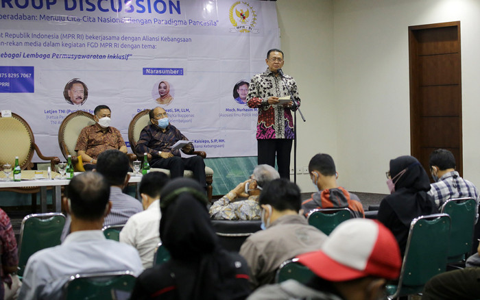 Focus Group Discussion MPR RI di Media Center, Nusantara III, Kompleks Parlemen MPR/DPR-DPD, Senayan, Jakarta, Senin (18/10/2021).