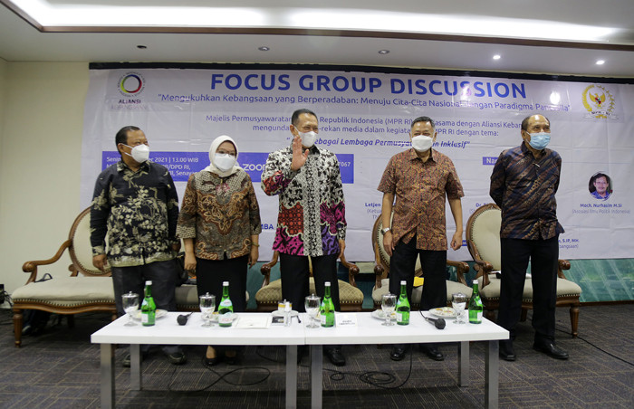 Focus Group Discussion MPR RI di Media Center, Nusantara III, Kompleks Parlemen MPR/DPR-DPD, Senayan, Jakarta, Senin (18/10/2021).