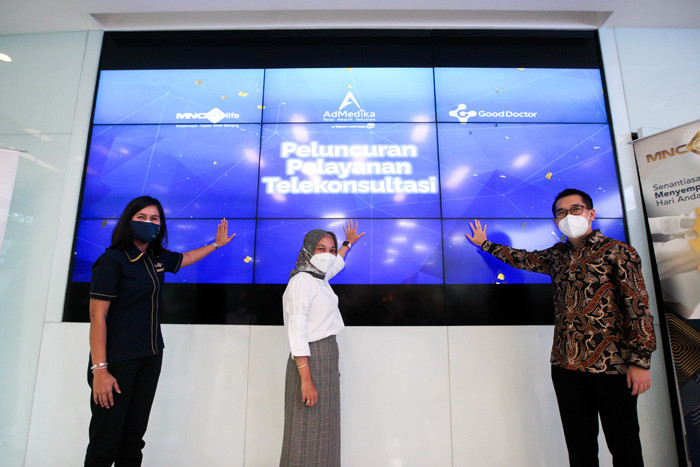Peluncuran pelayanan telekonsultasi di Lobby Gedung MNC Financial Center, Kebon Sirih, Jakarta Pusat, Senin (18/10/2021).