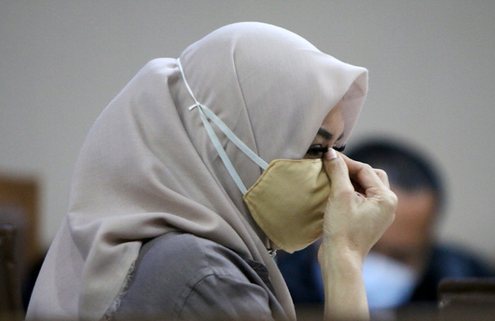 Terpidana Mantan Bupati Kutai Kertanegara Rita Widyasari menjadi saksi sidang penyidik KPK Stefanus Robin Patuju di Pengadilan Tipikor, Senin (18/10/2021).