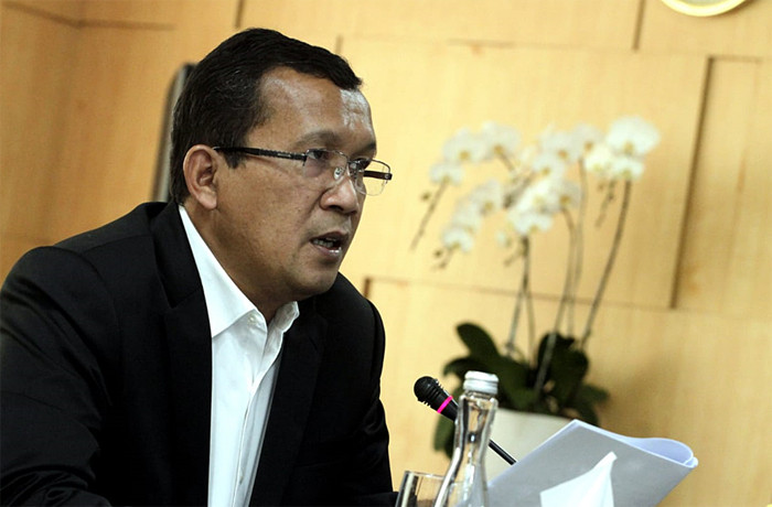 Direktur Utama PT Bank Tabungan Negara (Persero) Tbk Haru Koesmahargyo saat Laporan keuangan perseroan per 30 September 2021 di Jakarta, Kamis (21/10/2021).