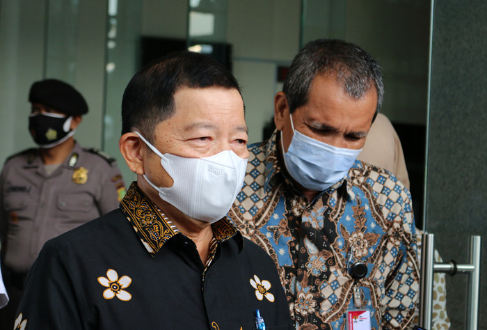 Menteri Perencanaan Pembangunan Nasional/Kepala Bappenas Republik Indonesia Suharso Monoarfa saat menyambangi gedung KPK, Jakarta, Kamis (21/10/2021).