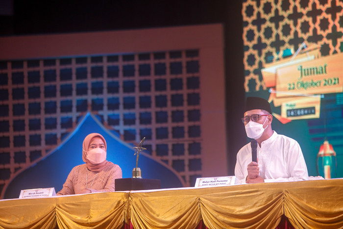 Jumpa pers Anugerah Syiar Ramadan 2021 di Gedung LPP RRI, Jakarta Pusat, Jumat (22/10/2021).