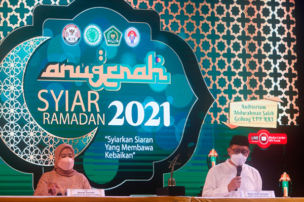 Jumpa pers Anugerah Syiar Ramadan 2021 di Gedung LPP RRI, Jakarta Pusat, Jumat (22/10/2021).