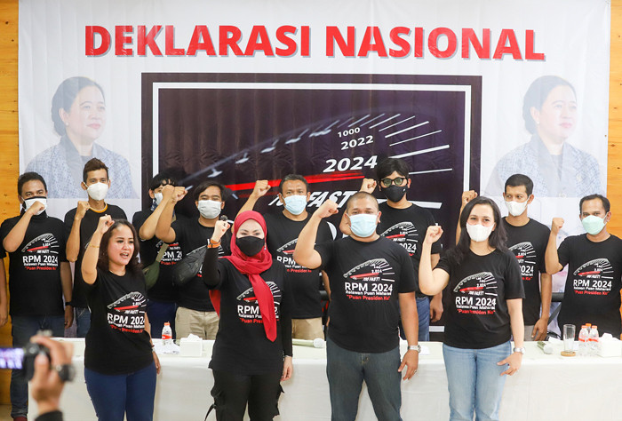 Sejumlah Relawan Puan Maharani (RPM) 2024 menggelar deklarasi nasional Dengan Karakter Taufik Kiemas Mampu Selamatkan Indonesia di Jakarta, Sabtu (30/10/2021).