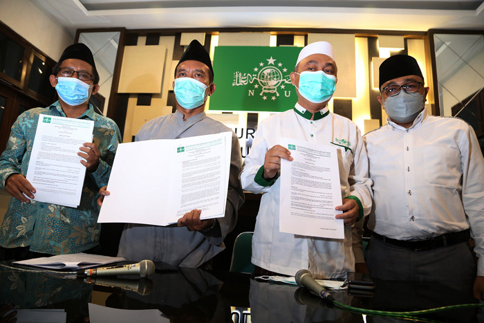 Jumpa pers tentang Cryptocurrency dan Bursa Kripto, di kantor PWNU Jawa Timur, Selasa (2/11/2021).