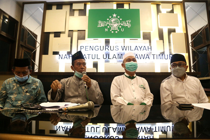 Jumpa pers tentang Cryptocurrency dan Bursa Kripto, di kantor PWNU Jawa Timur, Selasa (2/11/2021).