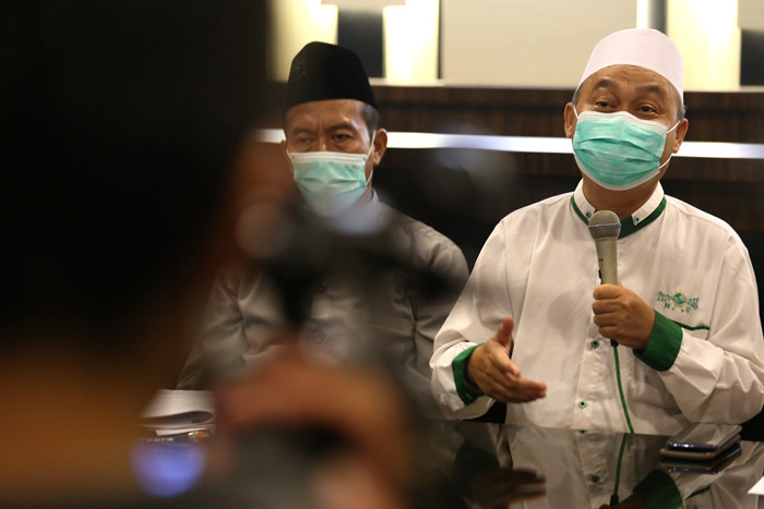 Jumpa pers tentang Cryptocurrency dan Bursa Kripto, di kantor PWNU Jawa Timur, Selasa (2/11/2021).