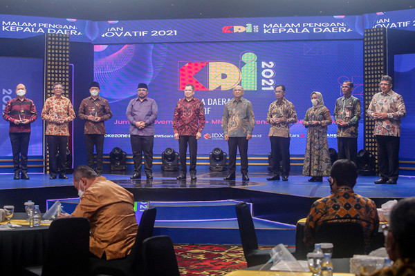 Penghargaan Kepala Daerah Inovatif (KDI) 2021 di INews Tower, Jakarta, Jumat (5/11/2021) malam.