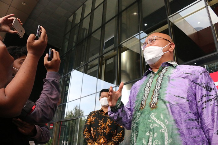 Ketua Komisi Pemillihan Umum (KPU) Ilham Saputra saat menyambangi Gedung Merah Putih KPK Kuningan Jakarta, Selasa (9/11/2021).